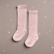 Little Love Bug Eyelet Knee High Socks Socks Little Love Bug Co. 0-12 Months Pink 