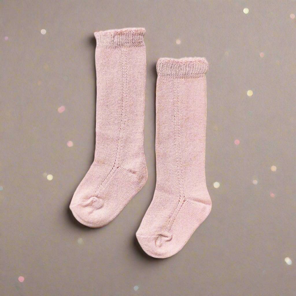 Little Love Bug Eyelet Knee High Socks Socks Little Love Bug Co. 0-12 Months Pink 